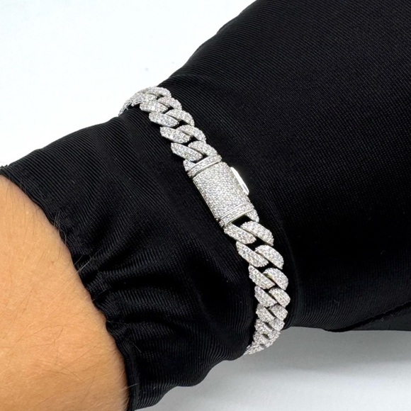 925 Silver 4.8CTW Moissanite Arc Miami Cuban Bracelet